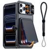 WEFOR Case for iPhone 17 16 15 Pro Max Wallet Card Holder 3-4 Cards Kickstand Slide Camera Cover Wrist Strap Rugged Shockproof