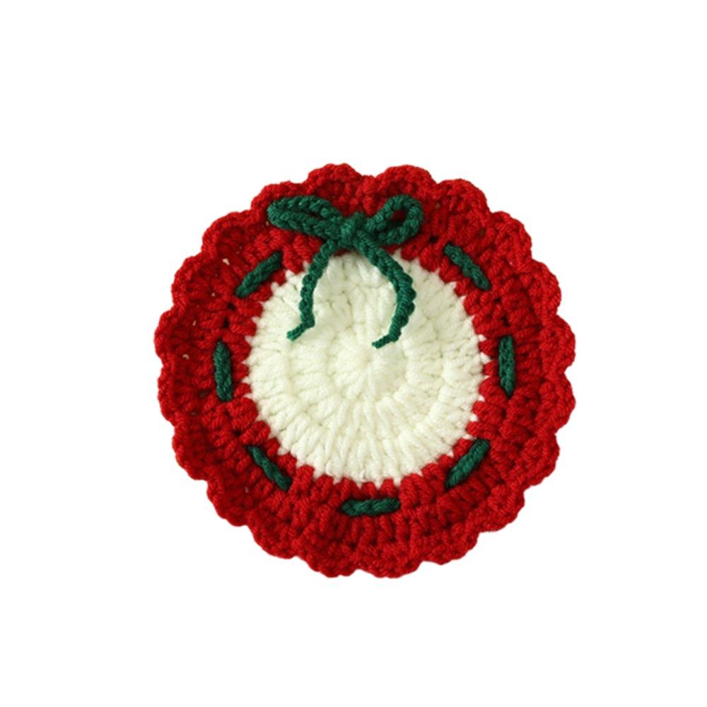 Christmas Tree Snowman Pattern Knitted Cup Mat Handmade Coffee Mug Pad Coffee Table