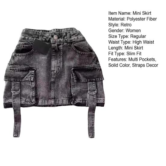 Women Mini Skirt A-Line High Waist Solid Color Design Short Skirt