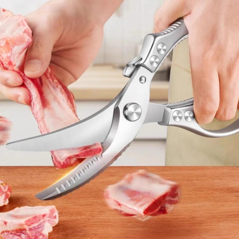 Heavy Duty Kitchen Scissors - 1PC Stainless Steel Poultry Shears for Cutting Chicken Bones, Multi-Purpose Food & Herb Scissors