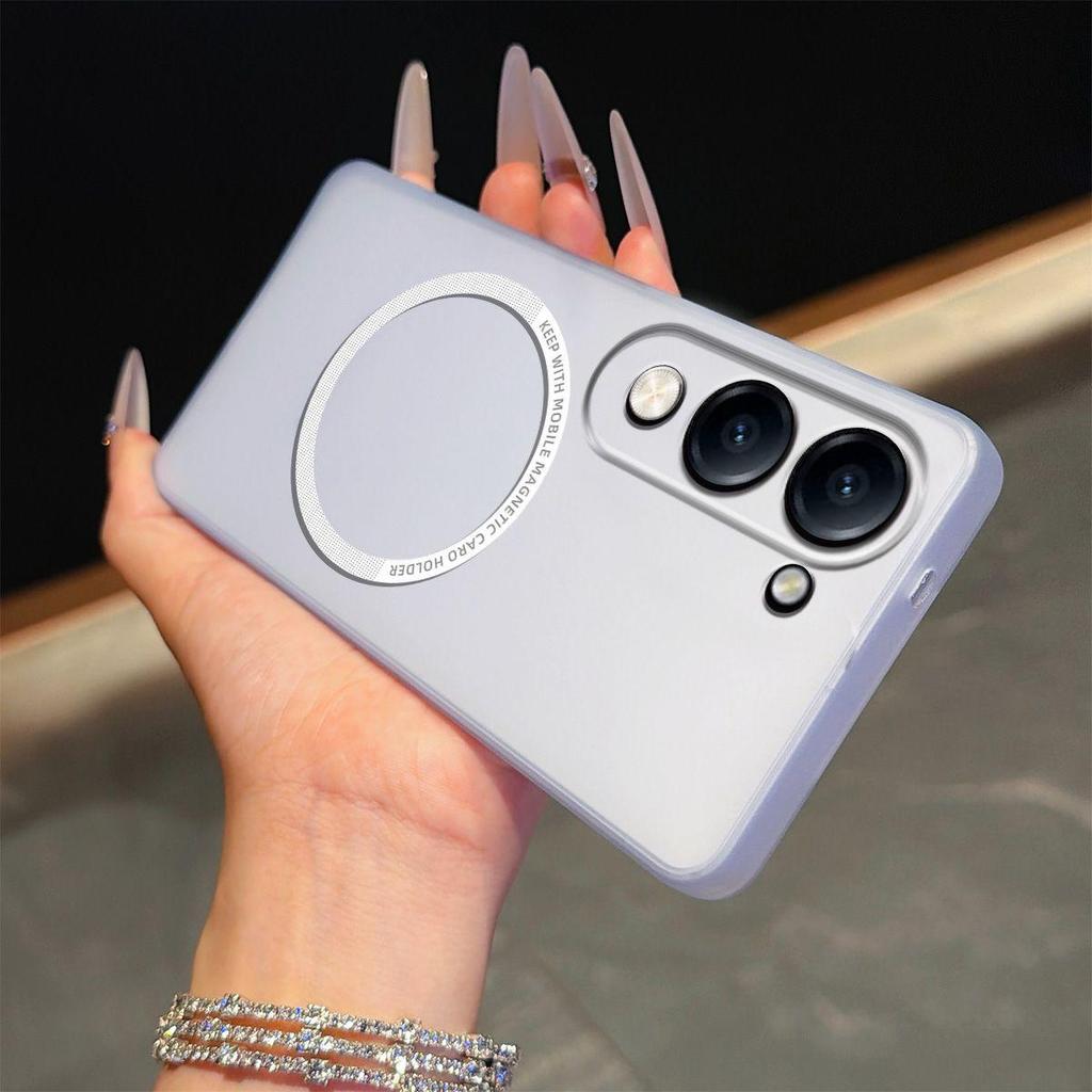 Magnetic Semi‑Transparent Matte Phone Case for Vivo Y29t 5G,Y29s 5G,Y04,Y04s Soft TPU Shockproof Cover