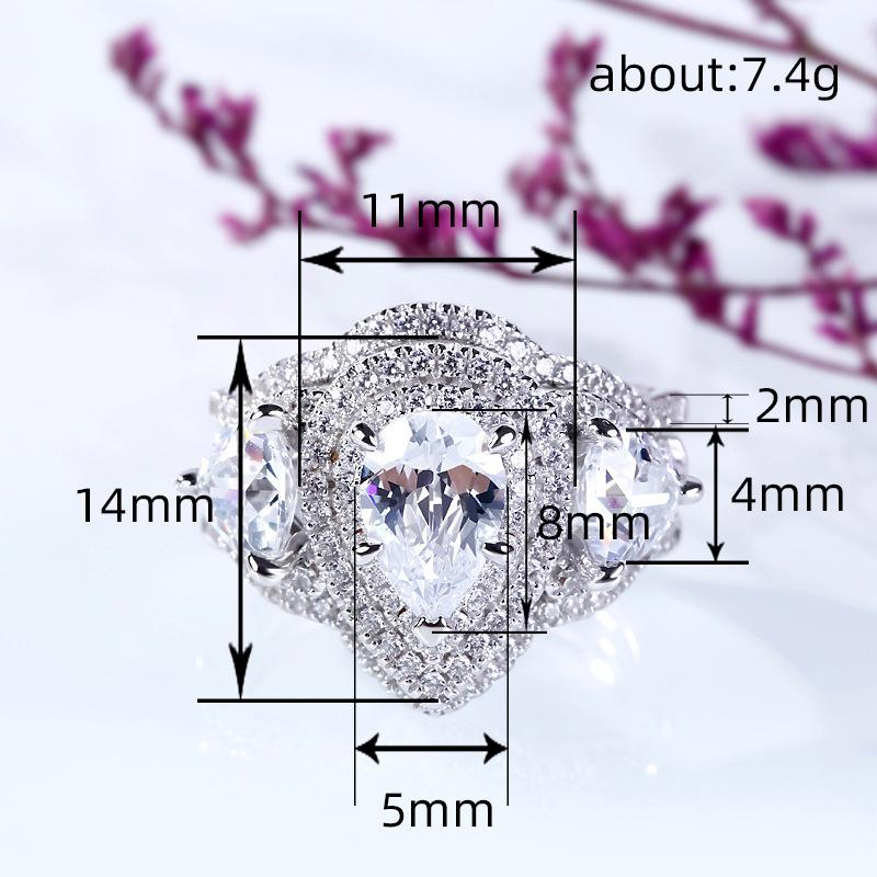Xiaomi Huitan Gorgeous Pear Cubic Zirconia 3Pcs Set Rings Women for Wedding Engagement Party Luxury Trendy Silver Color Female Jewelry