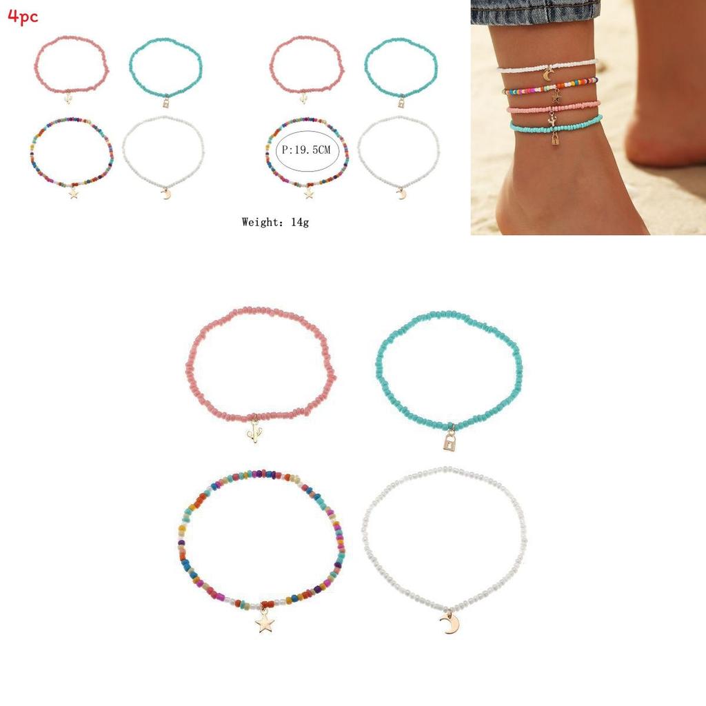 Bohemian Style Ankle Decor With Gemstoneinlaid Pendants For Women Gift Idea