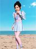 Children's Girls' Long-Sleeve Two-Piece Swimsuit Set for Small, Medium, Large