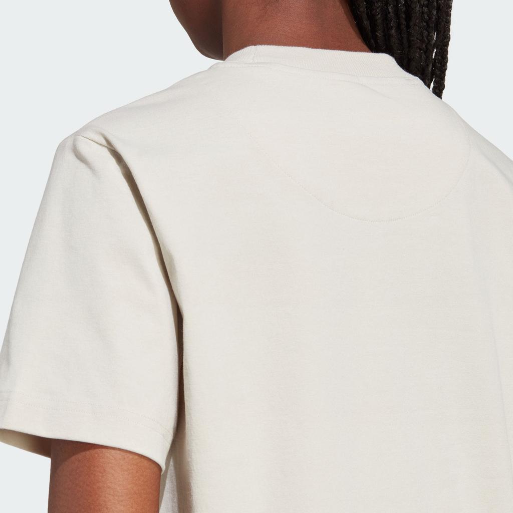 Adidas X Stella McCartney Truecasuals Regular Tee Solid Logo Round Neck Short Sleeve T-Shirt Women Tops Off-White IJ0569