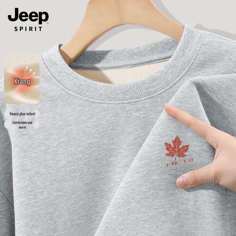 JEEP SPIRIT Herren Lockeres Rundhals-Fleece-Sweatshirt