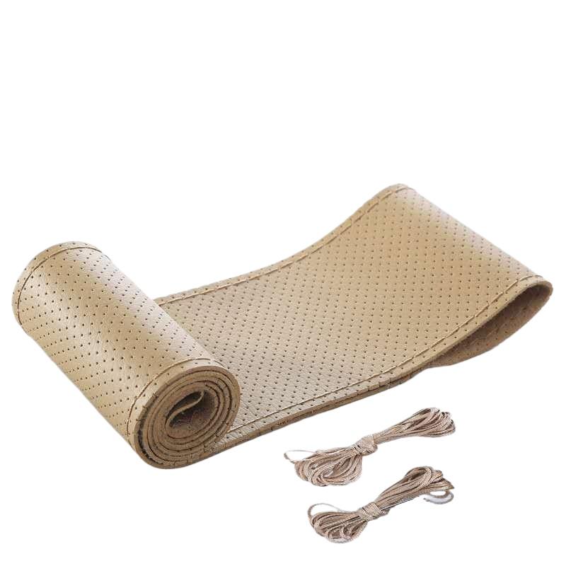 

Car Steering Wheel Cover Needles And Braid Thread Car Covers Suite 6 Color DIY Texture Soft Auto Accessories бежевый