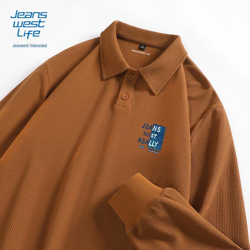 JEANSWEST LIFE Men s Casual Long-Sleeve Polo Shirt L