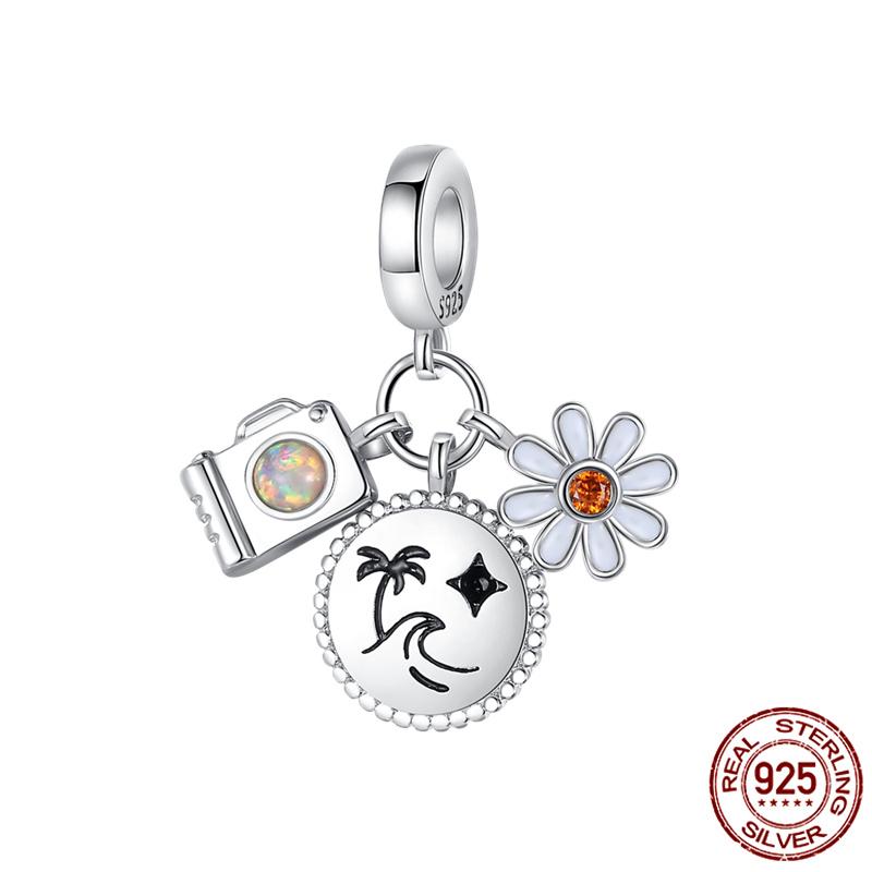 Luggage Airplane Passport Three-Piece Setcopper Charms Fitoriginal Bracelet Jewelry Making For Women Gift