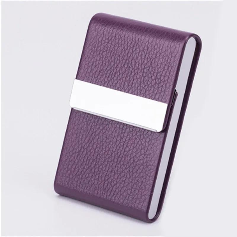 

PU Card Case Classical Metal Box Storage Case Wallet Card Holder фіолетовий