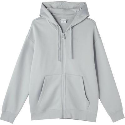 Puma Classic Fz Hoodie Comfortable Long Sleeve Zip-Up Jacket Sweatshirt Unisex Hoodies Light-Gray 631151-09
