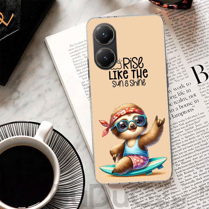 Animal Cute Cartoon Sloth Coffee Cover For Xiaomi Poco X7 X6 X5 Pro X3 Nfc F7 Ultra Phone Case F6 F5 X4 F4 Gt F3 M6 M5S M4 M3 Pr