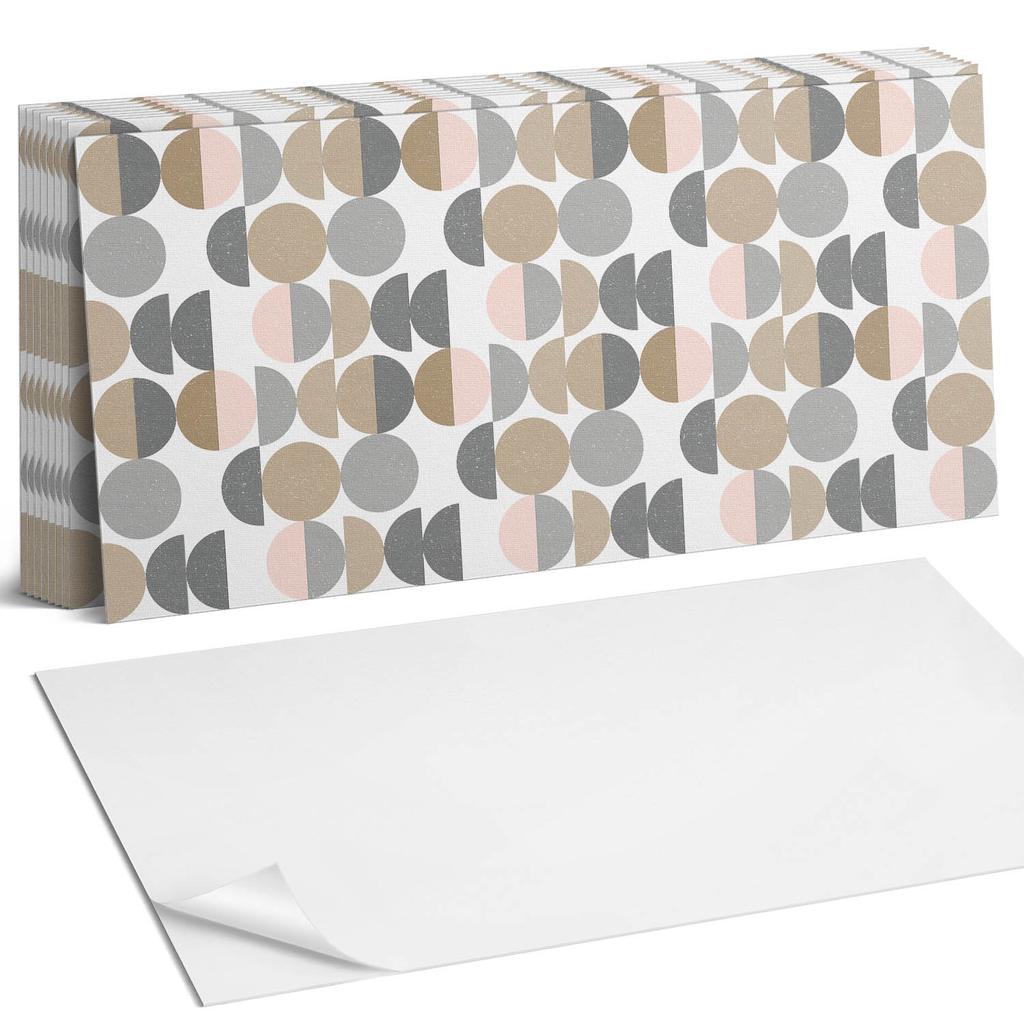 Kafelki Samoprzylepne Z Grafiką Do Jadalni Pcv Geometria Okręgów I Półokręgów 10X40X20 Cm