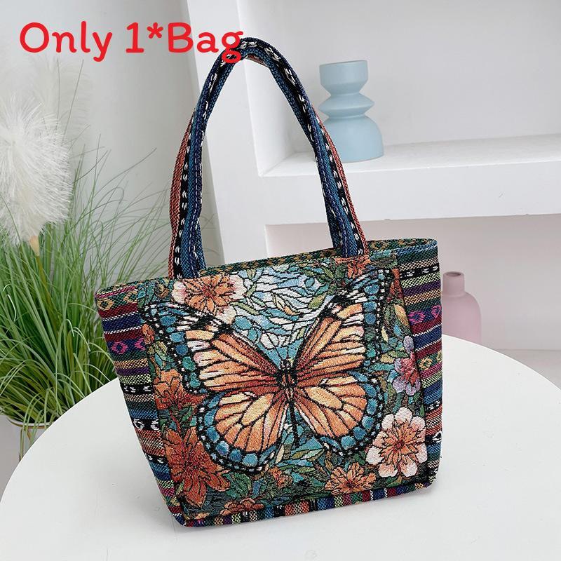 Bohemian Fabric Tote Bag With Contrasting Colors And Inner Zipper Pocket For Women