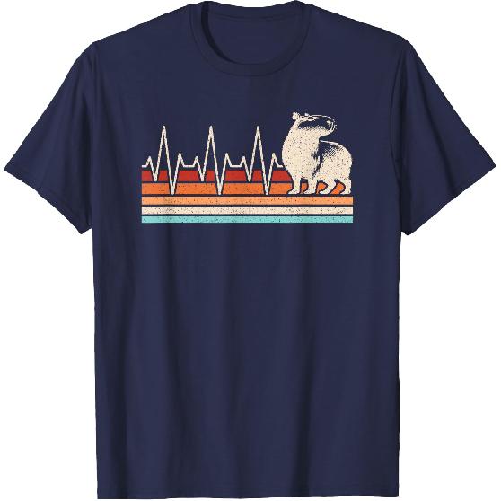 Funny Capybara Heartbeat Retro Capybara Lover Men T-Shirt