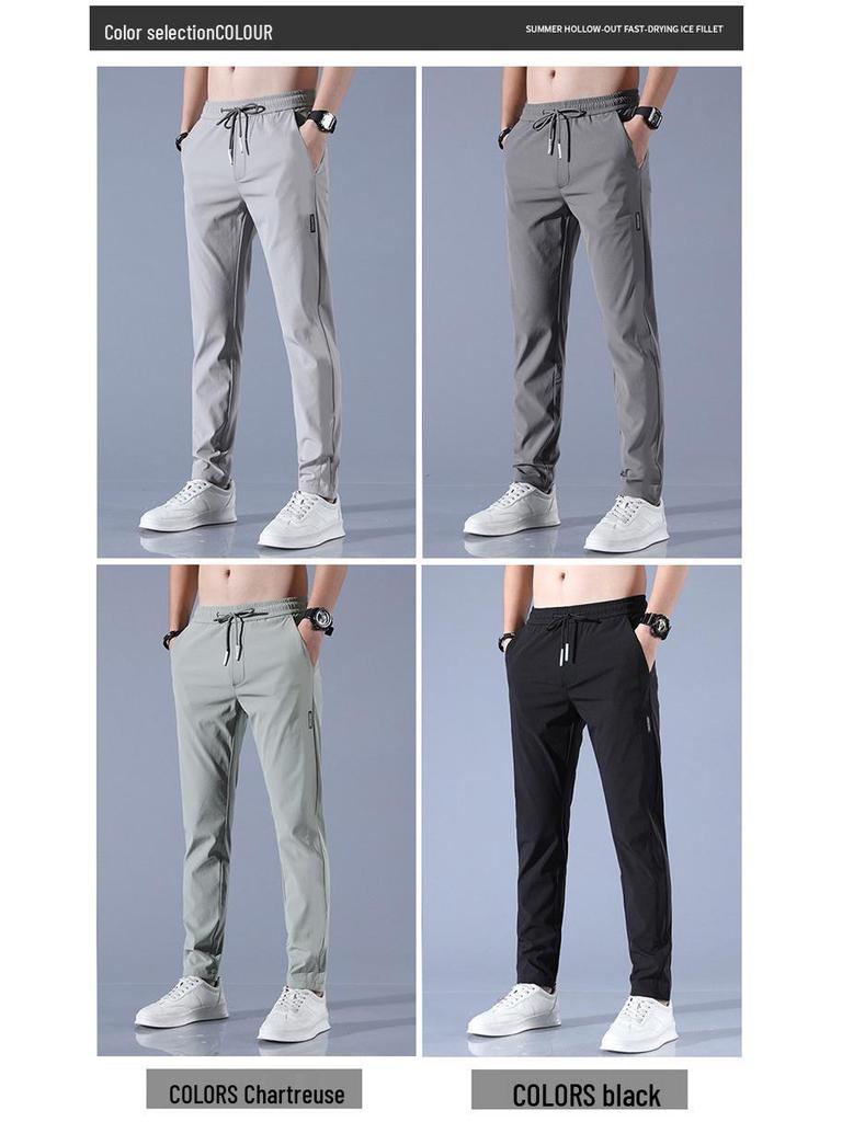Black Label Plus Men's Slim Fit Fleece Pants - Autumn/Winter Korean Style Large Size Straight Business Casual Trousers