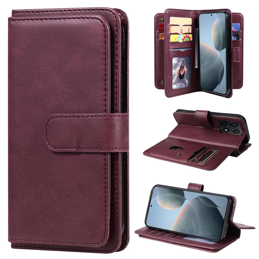 For Xiaomi 14T Leather Case with 10 Card Holder Phone Cover Stand