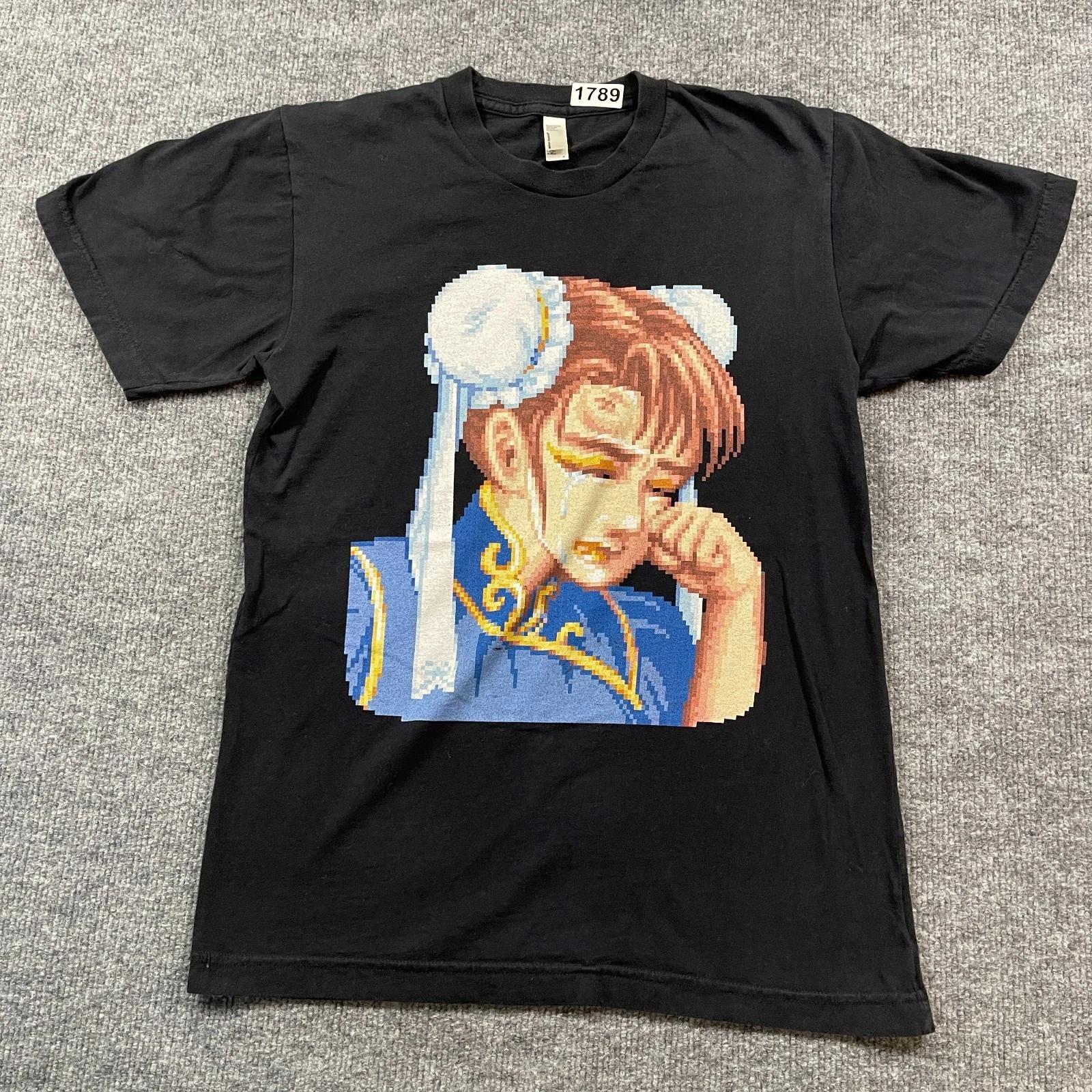 

Street-Fighter Победил Плачущую Чун-Ли Футболка Маленькая 17x26 Черная American Apparel 2XL