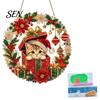 Christmas Window Decorations Faux Diamond Art Ornament, DIY Santa Claus Sun Catcher Kit, Rhinestone Stress Relieving Craft Projects Xmas Wreath