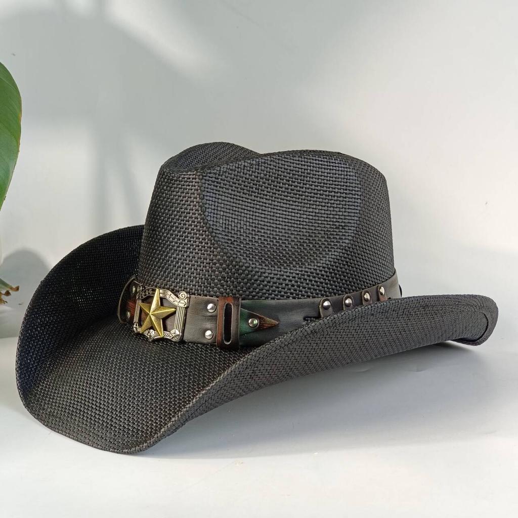 Western Cowboy Embroidered Straw Hat with Accessories Unisex Suitable for Rodeo Performances and Cowgirl Attire Gorro Cowboy