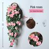 Decorazione con Rampicante di Rose da Appendere a Parete per Interni - Cesto di Fiori Artificiali per Soggiorno