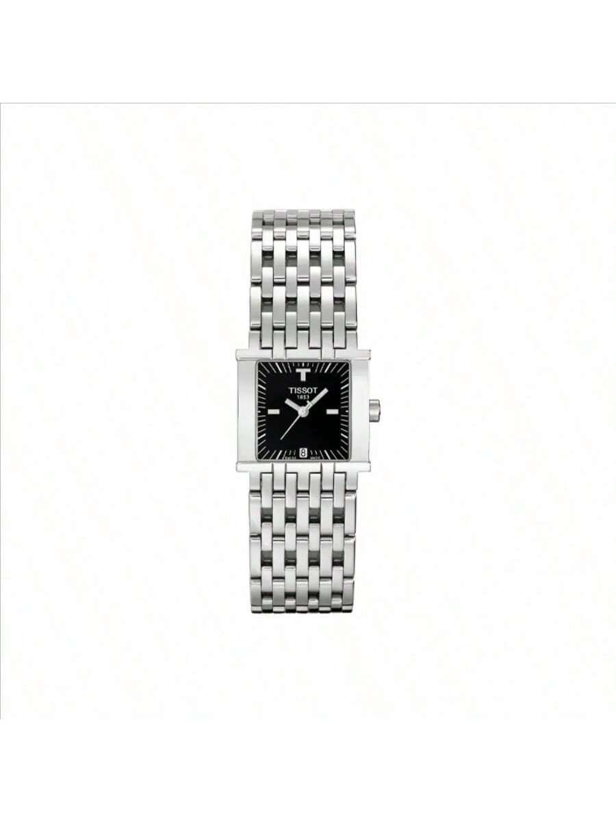 

Tissot quartz movement, simple, casual fashionable women s watch, Swiss watch, black dial, stainless steel case bracelet, Model T021.1.181.51 чорний