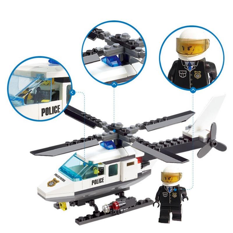 102 st Polishelikopter Kreativa Byggklossar DIY Klassisk Stad Polis Serie Pojkar Klossar Leksaker Barn Presenter