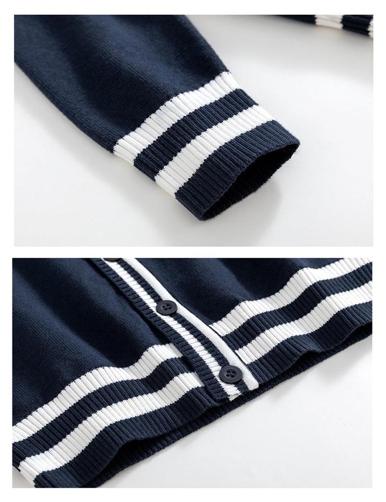 YuWan Knit Long School Open Elementary School Korean Perfect for Size 140 Kids' Cardigan, Sleeve, Boys' Sweatshirt, Sweater, V-Neck, Children's