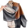 Fashion Korean-Style Colorblocked Faux Cashmere Scarf For Women Air Conditioner Shawl Elegant Thickened Cold-Proof Wrap For Autu