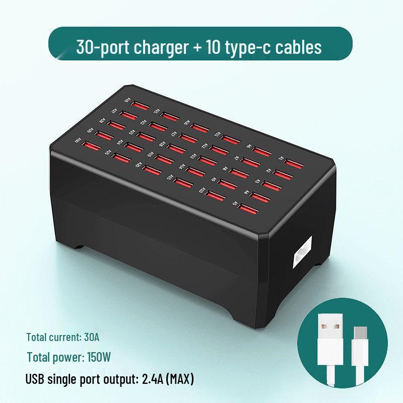 High-Power USB Multi-Port Charging Station - Desktop Mobile Charger & Power Strip