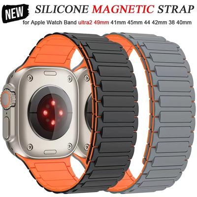 Magnetische Lus voor Apple Watch Band 46mm 49mm 45mm 44mm 42mm 41mm 40mm 38mm Siliconen Armband iWatch Series 10 9 8 7 6 5 Se ultra 2 Band