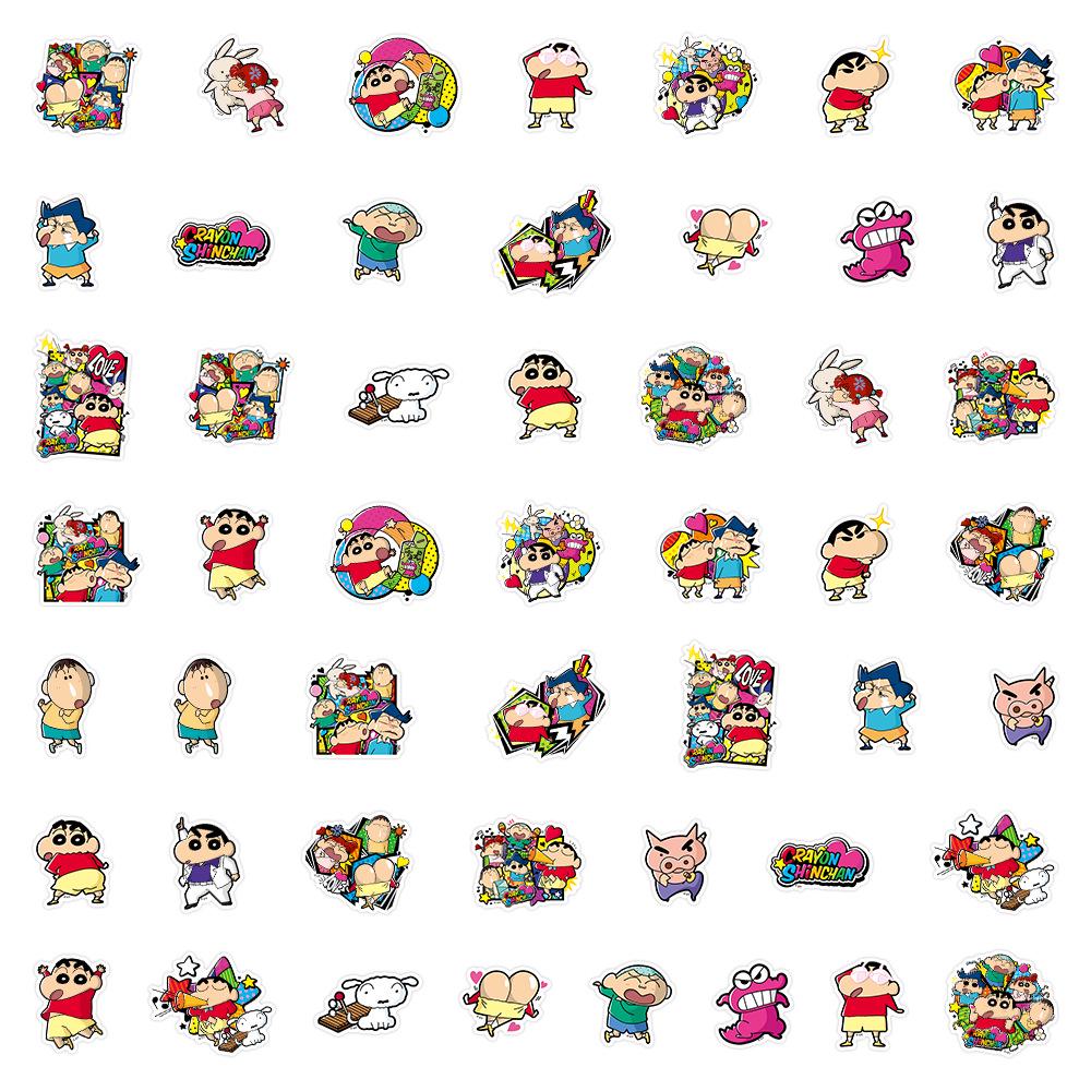 50 Sheets Authentic Crayon Shin-chan Stickers - Cartoon Nohara Shinnosuke Decoration & Journal Stickers