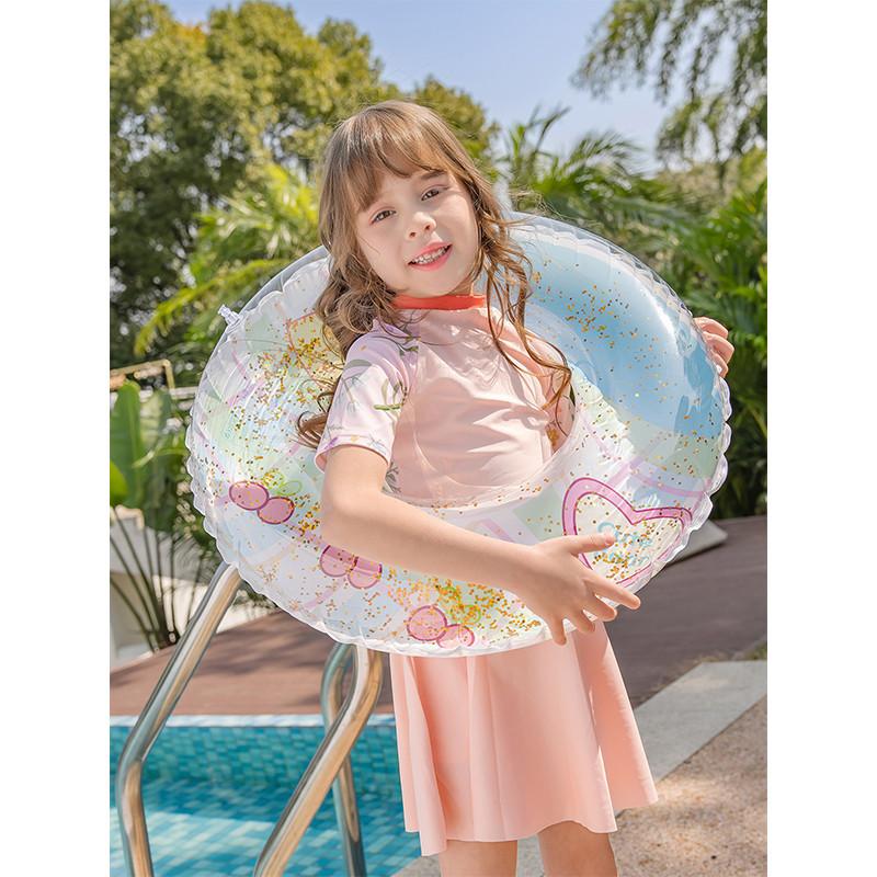 Childrens And Adult Swimming Circle Cartoon Love Cherry With Glitter  Water Toy