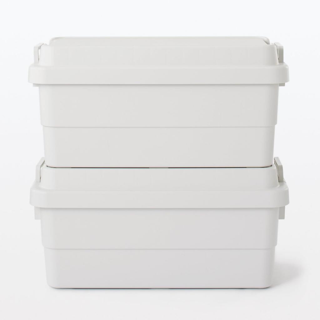 MUJI of Sturdy Storage Boxes with Recycled White Extra 84394263 Storage Storage (Muji) [Set 2] Polypropylene, Gray, Large, (Clothing Case, Case, Box)