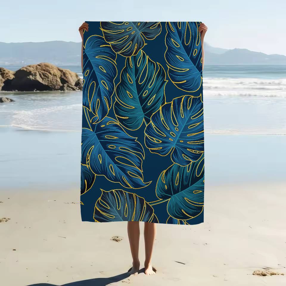 Tropical Plant Pattern Beach Towel Cartoon Cute Summer Kids Large Bath Pool Beach Towel Microfiber Absorbent For Swimming Travel