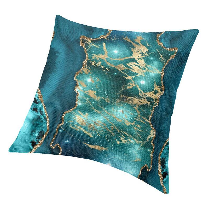 Marble Teal Agate Pattern Cushion Cover 45X45 Home Decor 3D Printing Marble Texture Throw Pillow For Living Room Two Side