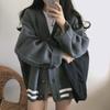 Autumn and Winter Korean Version of the College Style Loose and Versatile V-neck Sweater Cardigan, Thickened Lazy Style Jacket Small Jacket 6054#