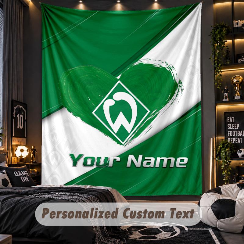 TapestryWerder Bremen FC Custom Name Text Personalized Wall Hanging Tapestry Home Wall Decor