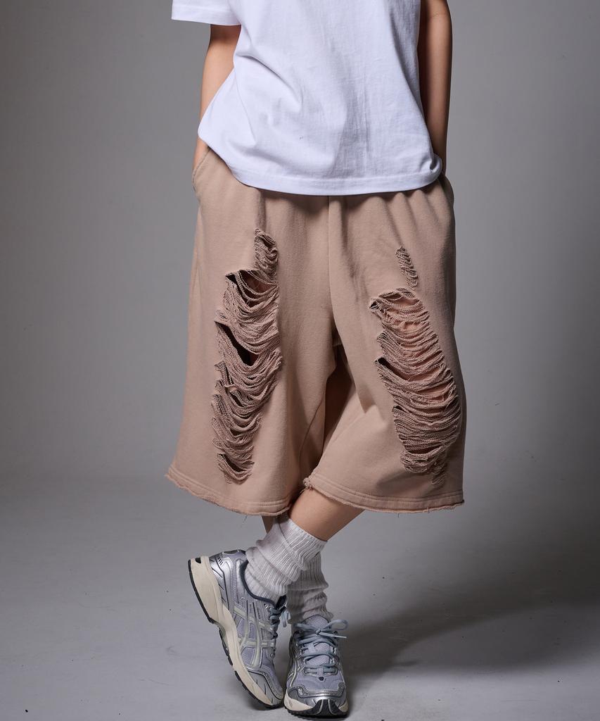 Peideomeonteu Bermuda Scratch Damage Shorts (Grey)