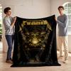 A Golden Mystical Figure Sits On a Throne, Exuding Power and Energy. for All Seasons Blanket Lunch Break Throw Gift