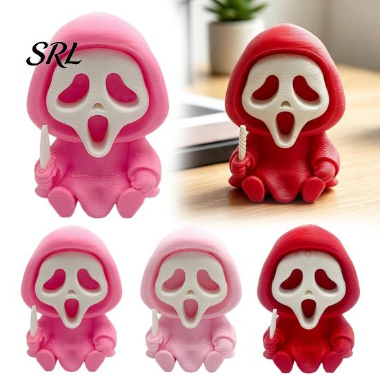 Durable Skull Sculpture for Display Halloween Ghost Statue, Cartoon Skeleton Sculpture, 3D Printed Textures Miniature Gothic Home Decoration