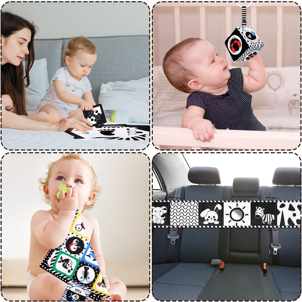 HappyKidsClub Black and White Sensory Toys, Baby Toys 0-6 Months Sensory Toys for Babies 0-3 Months Baby Essentials for Newborn Toys Sensory Soft Book
