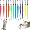 12 Pcs Cat Wand Replacement Refills - Furry Tail Worms with Bell for Interactive Play & Kittens Chaser Toys Attachments