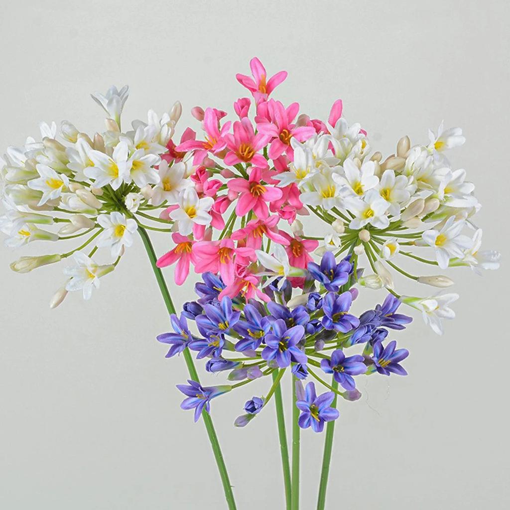 3pcs Artificial African Agapanthus Floral Simulated Plant Stem Flower Arrangement Ornaments European Style Home Wedding Decor