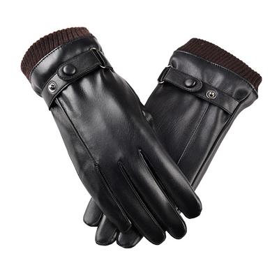 New Autumn and Winter Warm Leather Gloves for Outdoor Riding Plus Velvet Thickened PU Couple Men and Women Cold Touch Screen Gloves
