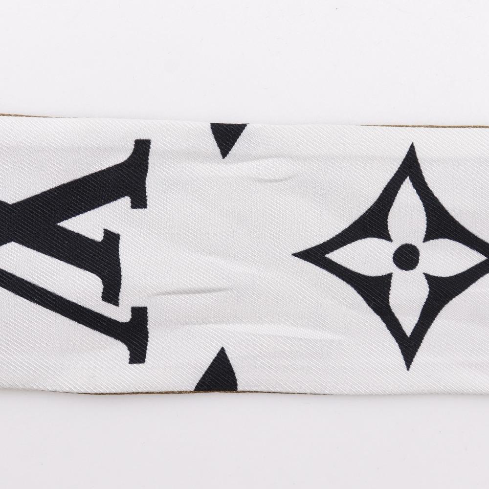 Louis Vuitton Bando BB Ultimate Scarf M76676 Ribbon Scarf Black / White / Brown Silk Women Used