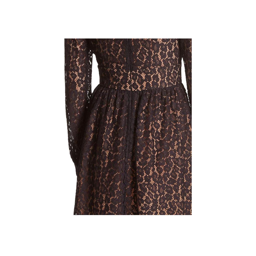 Michael Kors Solid Animal Print Waist-Defining Long Sleeve Dress Women dresses Black MF281983TQ-001