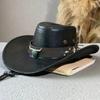 Big Brim Sunscrean Bucket Cap Drawstring Summer Sun Hat Retro Western Cowboy Hat  Hiking