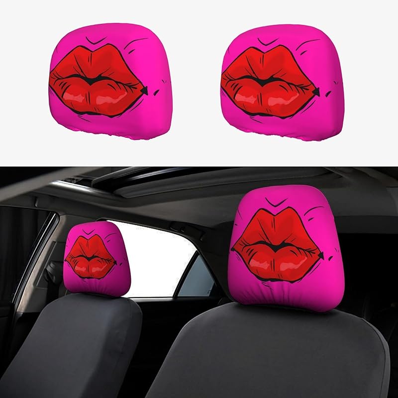 Cartoon Cute Eyes Car Headrest Covers 2 Pack Car Seat Head Rest Cover Auto Elastic Seat Coverings Vehicle Interior Accessories Protector Universal