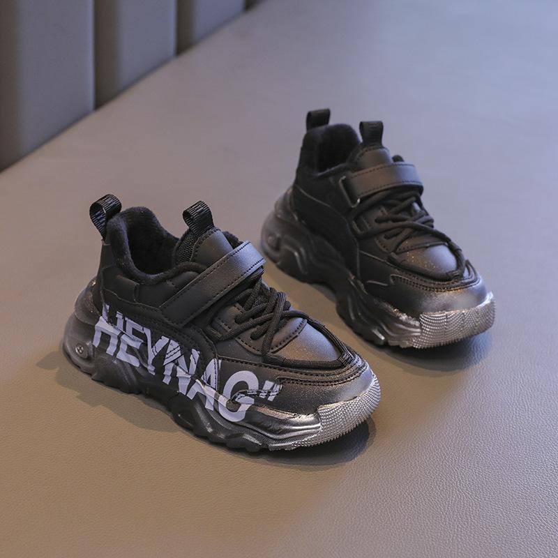 Girls shoes autumn and winter 2025 new children's two cotton sports shoes girls winter velvet older children's dad shoes dirt-resistant